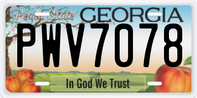GA license plate PWV7078