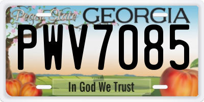 GA license plate PWV7085