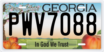 GA license plate PWV7088