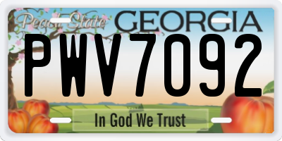 GA license plate PWV7092