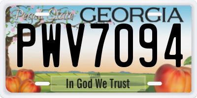 GA license plate PWV7094