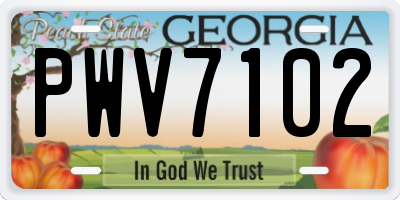 GA license plate PWV7102