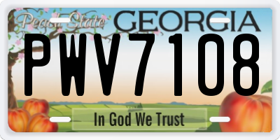 GA license plate PWV7108