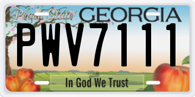 GA license plate PWV7111
