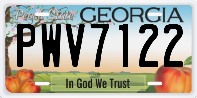 GA license plate PWV7122