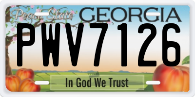 GA license plate PWV7126