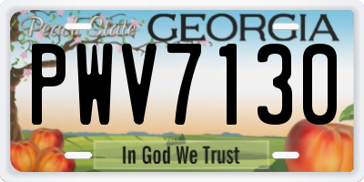 GA license plate PWV7130
