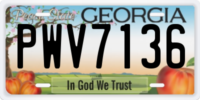 GA license plate PWV7136