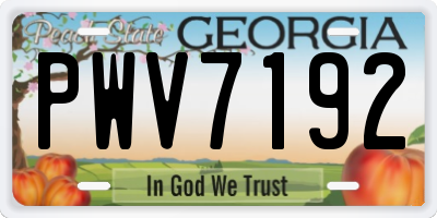 GA license plate PWV7192
