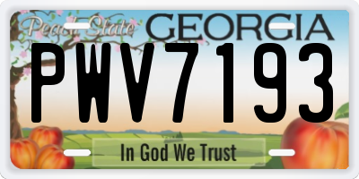 GA license plate PWV7193