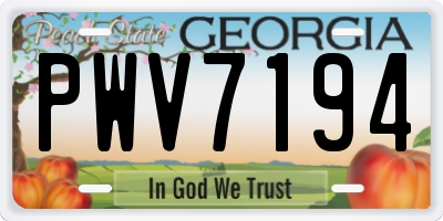 GA license plate PWV7194