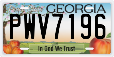 GA license plate PWV7196