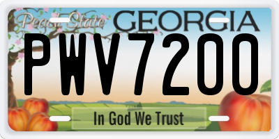 GA license plate PWV7200