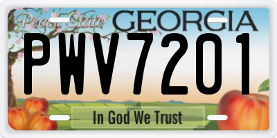 GA license plate PWV7201