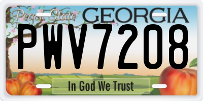GA license plate PWV7208