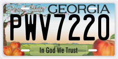GA license plate PWV7220