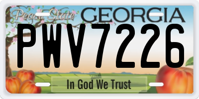 GA license plate PWV7226