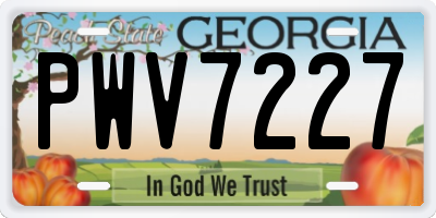 GA license plate PWV7227