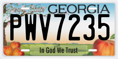 GA license plate PWV7235