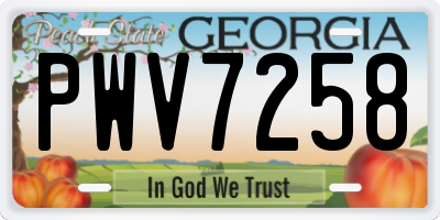 GA license plate PWV7258