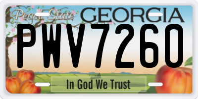 GA license plate PWV7260