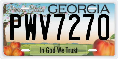 GA license plate PWV7270