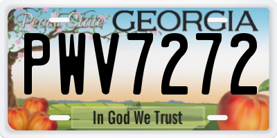 GA license plate PWV7272