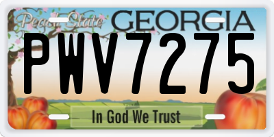 GA license plate PWV7275