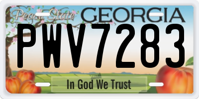 GA license plate PWV7283