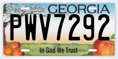 GA license plate PWV7292