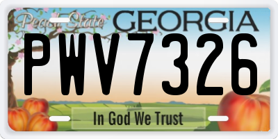 GA license plate PWV7326