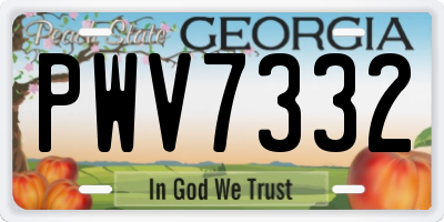 GA license plate PWV7332