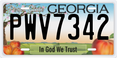 GA license plate PWV7342
