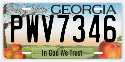 GA license plate PWV7346