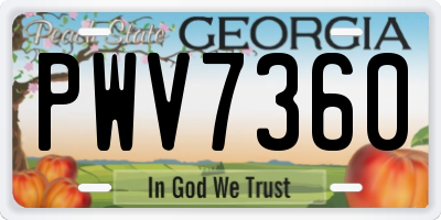 GA license plate PWV7360