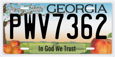 GA license plate PWV7362