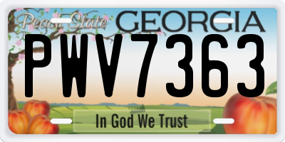 GA license plate PWV7363