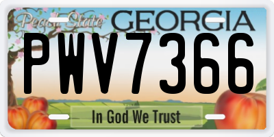 GA license plate PWV7366