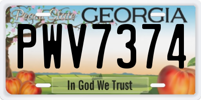 GA license plate PWV7374