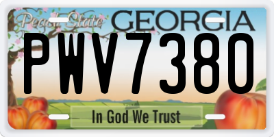 GA license plate PWV7380