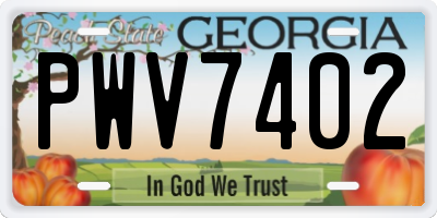 GA license plate PWV7402