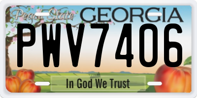 GA license plate PWV7406