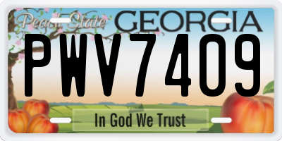 GA license plate PWV7409