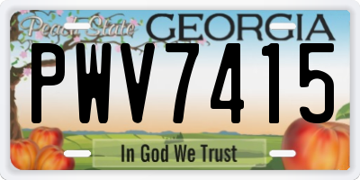 GA license plate PWV7415
