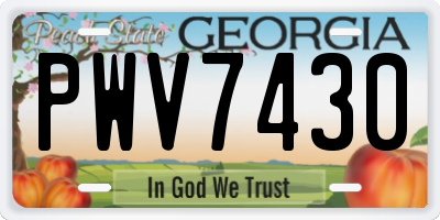 GA license plate PWV7430
