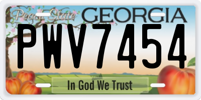 GA license plate PWV7454