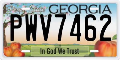 GA license plate PWV7462