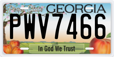 GA license plate PWV7466