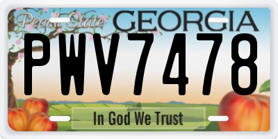 GA license plate PWV7478