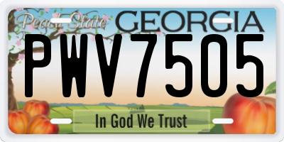 GA license plate PWV7505